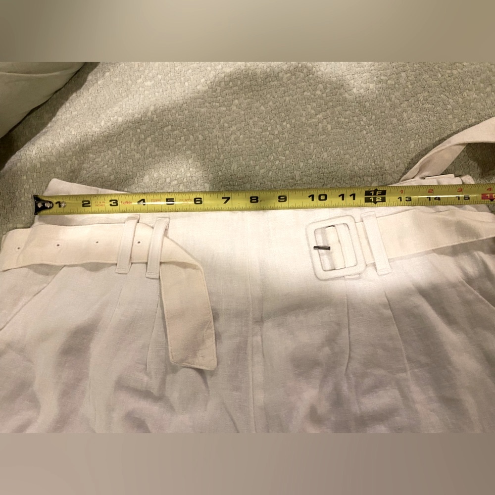 Abercrombie White Belted High Waist Linen Shorts Size L - Picture 4 of 6